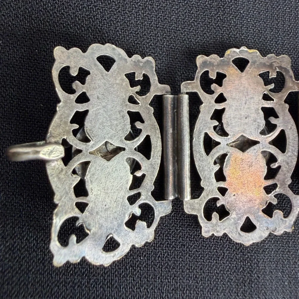 Vintage Paris France Souvenir Panel Bracelet Eiffel Tower Notre Dame Silver Tone